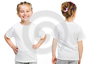 Little girl in a white T-shirt