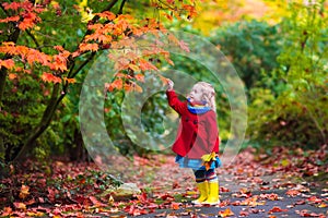 Little girl with yellow autumn leaf