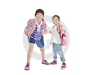 little girls with backpack