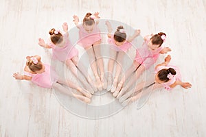 Little girls dancing ballet in studio