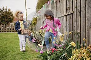 Little Girls Easter Egg Hunting