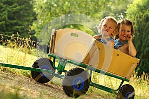 Little girls enjoying nature