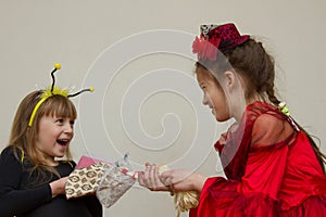 Little girls fighting over a toy