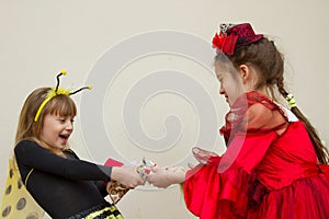 Little girls fighting over a toy