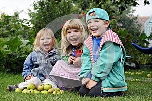 Little girls in garden