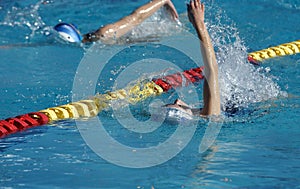 Little Girls Swimming Backstroke