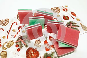 Little glycerin soaps; vegetable based. They are in festive colo