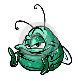 Little green beetle cartoon illustration
