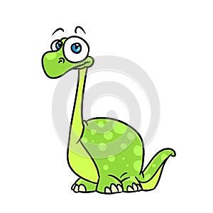 Little green dinosaur animal illustration cartoon character isolated
