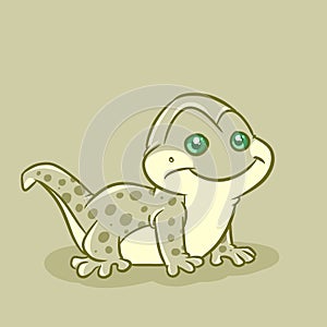 Little green lizard Animal character cartoon illustration
