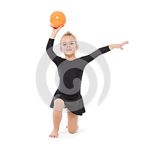 Little Gymnast Practicing with a Ball