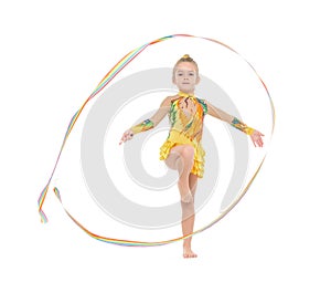 Little Gymnast Practicing with a Ribbon