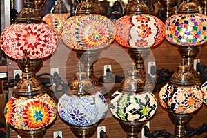 Little handmade oriental lamp in Turkish bazaar.