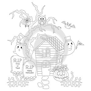 Little Haunted House and Ghosts Colorless