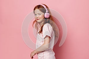 Little headphones childhood cute listen music kid children girl person audio