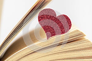 Little heart on the book with bending pages