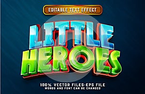 little heroes 3d cartoon text effect premium vectors