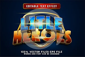 little heroes cartoon 3d text effect premium vectors
