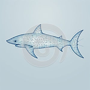 Little High-finned Blue Shark Drawing