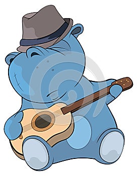 Little hippo, guitarist. Cartoon