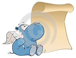 Little hippo-poet Cartoon photo