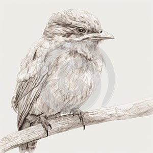 A Little Hodgson\'s Frogmouth In Minimalist Style