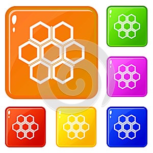 Little honeycomb icons set vector color