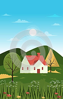 Little House Hill Beautiful Summer Rural Nature Landscape Gift Card