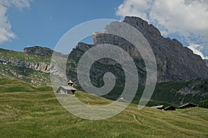 Little house on the road for Seceda moutain in the Dolomites