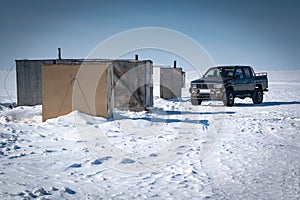 Recration and fishermen on Baikal lake