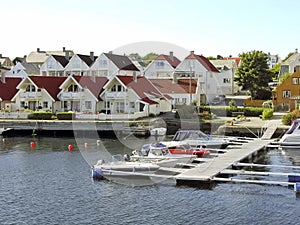 Little houses on a river