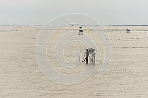 Little hut in the sea at Bang Taboon, Phetchaburi, Thailand