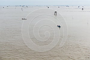 Little hut in the sea at Bang Taboon, Phetchaburi, Thailand