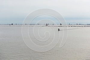 Little hut in the sea at Bang Taboon, Phetchaburi, Thailand