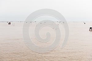 Little hut in the sea at Bang Taboon, Phetchaburi, Thailand