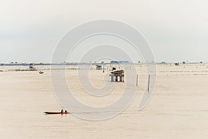 Little hut in the sea at Bang Taboon, Phetchaburi, Thailand