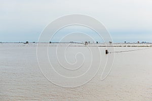 Little hut in the sea at Bang Taboon, Phetchaburi, Thailand