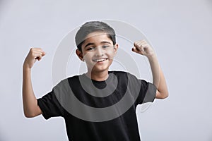 little Indian / Asian boy showing attitude over white background