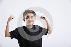 little Indian / Asian boy showing attitude over white background