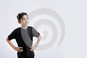 little Indian / Asian boy showing attitude over white background