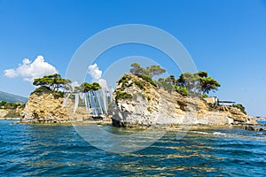 Little island Agios Sostis in zakynthos , Greece