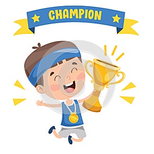 Little Kid Celebrating Championship Win photo