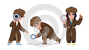 little kid detective vector