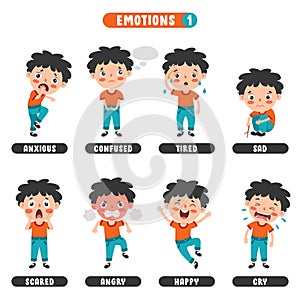 Little Kid With Different Emotions