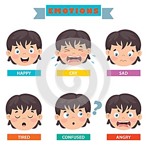Little Kid With Different Emotions photo