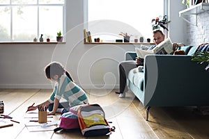 Little Kid Drawing Sketching Cute Adorable Concept