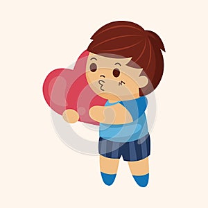 Little kid with heart theme elements