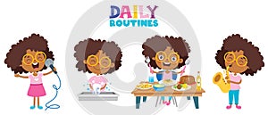 Little Kid Making Daily Routine Activities