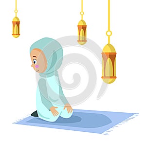 little kid prostration for praying of Muslim