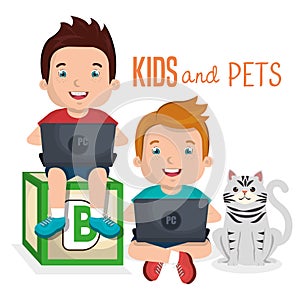 Little kids with pets characters